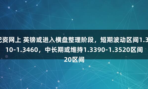 配资网上 英镑或进入横盘整理阶段，短期波动区间1.3410-1.3460，中长期或维持1.3390-1.3520区间